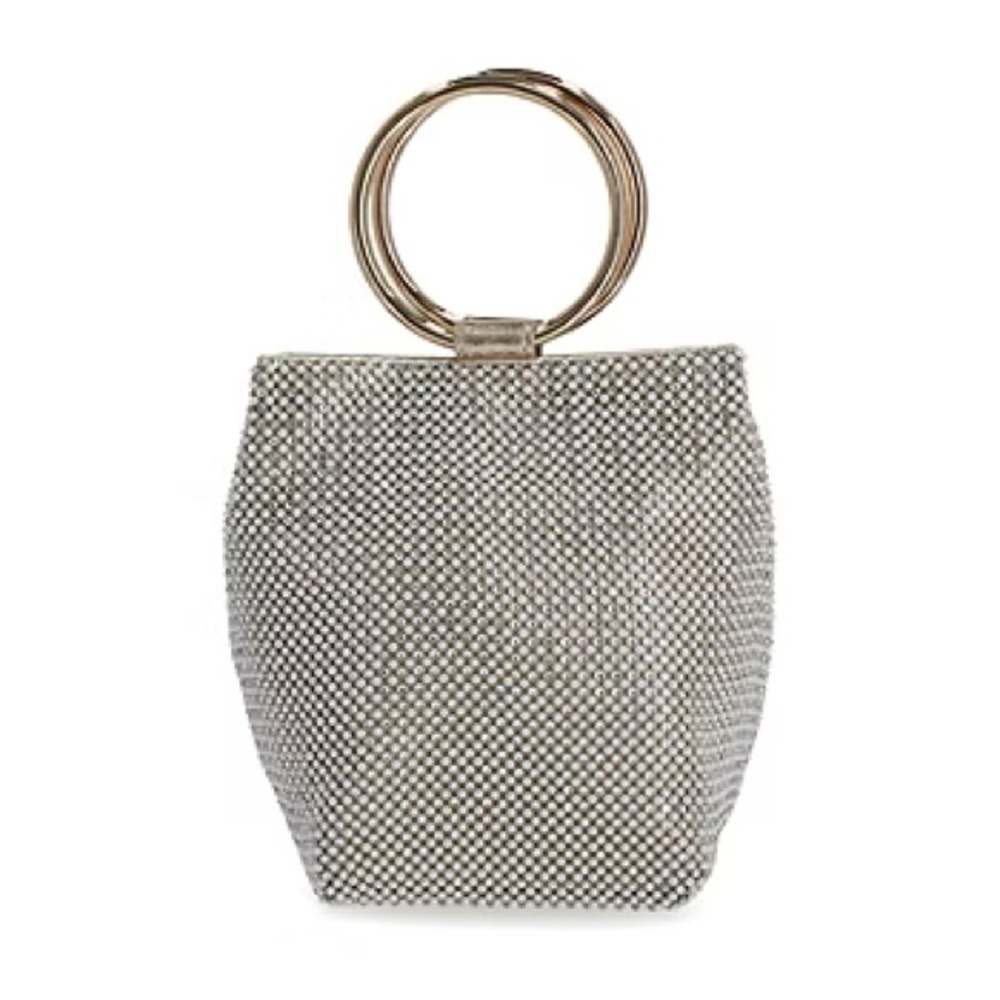 Crystal Embellished Silver Mesh Gunne Sax by Jessica McClintock Gwyneth mini bag